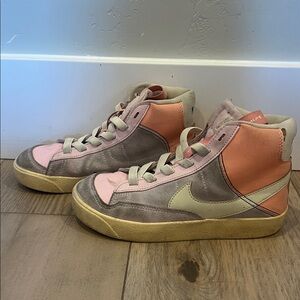 Nike High-Top Sneakers in Pink, Gray, and Cream